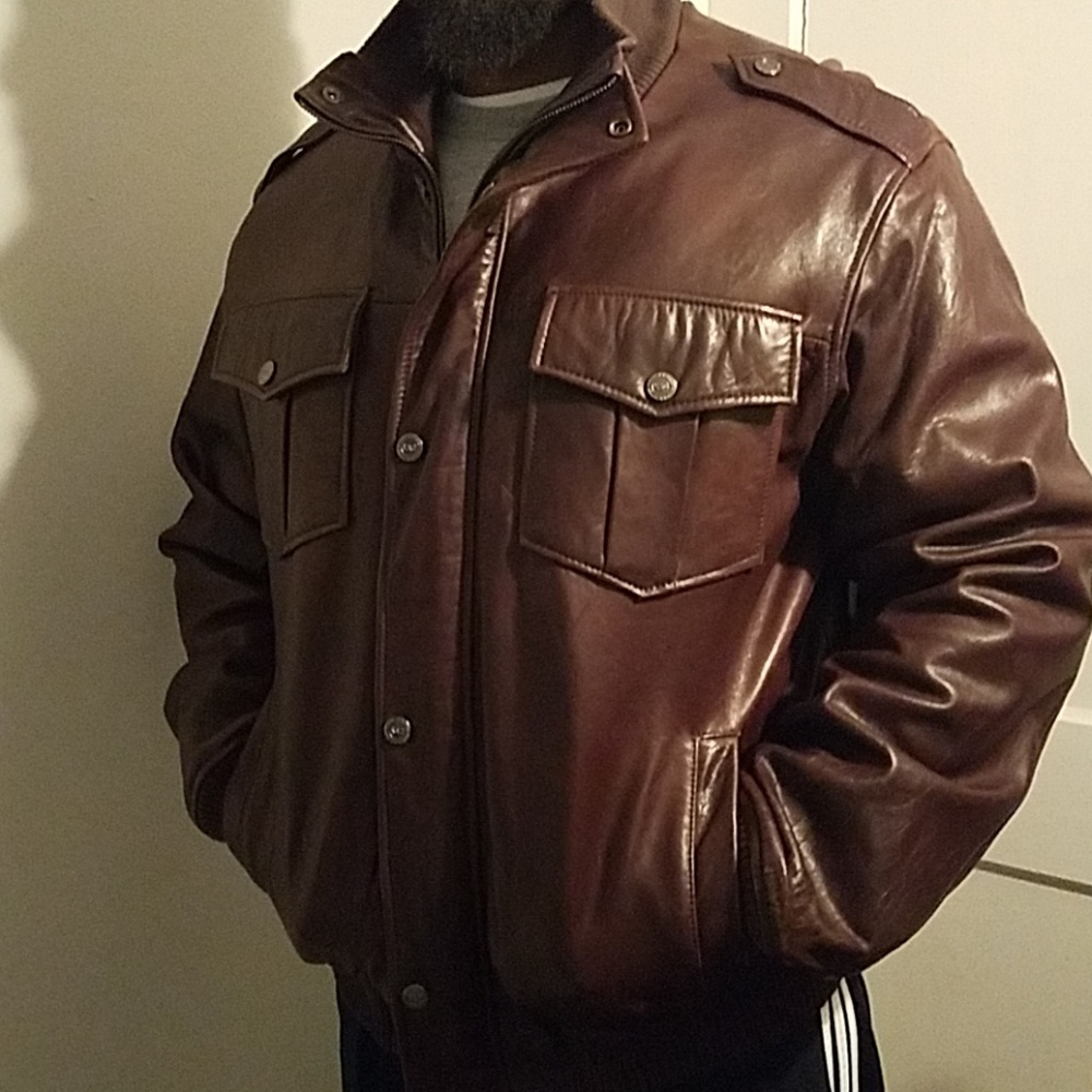Knowles&Carter Brown Leather Bomber Jacket